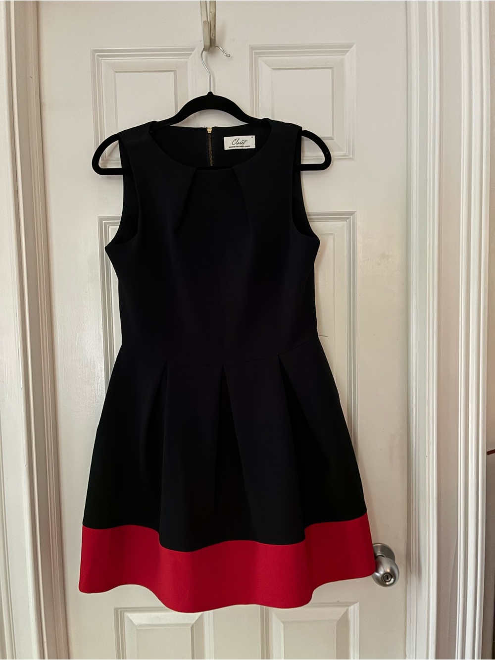 ModCloth Black Fit-and-Flare Dress with Red Hem